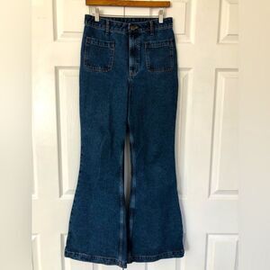 Lucy & Yak Jeans Ziggy Wide Leg Patch Pocket Denim Pants Organic Size 28